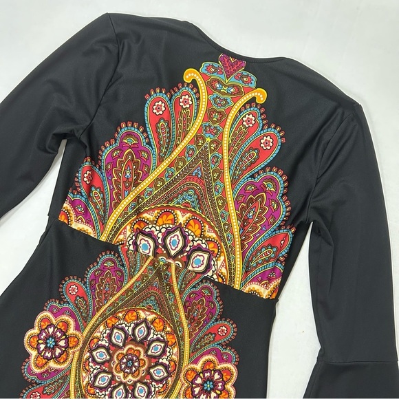 Venus Black V Neck Bell Sleeve Plunging Dress XS - Picture 8 of 13